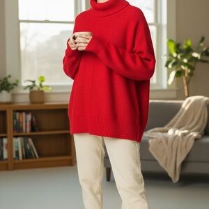 Elegant Scarlet Turtleneck Sweater
